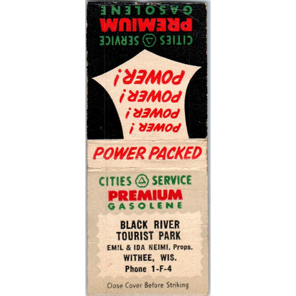 Black River Tourist Park Emil & Ida Meimi Withee WI Vtg Matchbook Cover SD4-Y2