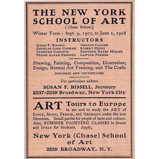 New York School of Art Chase School Susan F. Bissell - 1908 Ad AF4-8