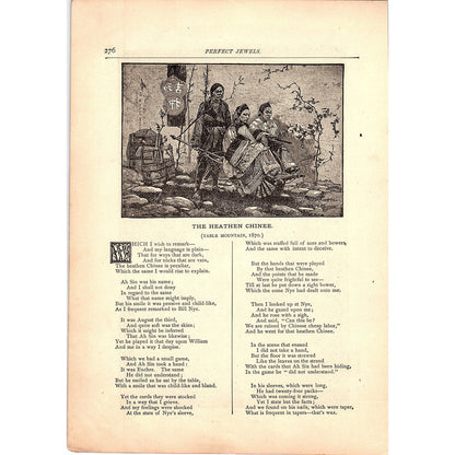 The Heathen Chinee Table Mountain 1870 - F Bret Harte 2 Pages 1884 Poem TA5-CJ-6