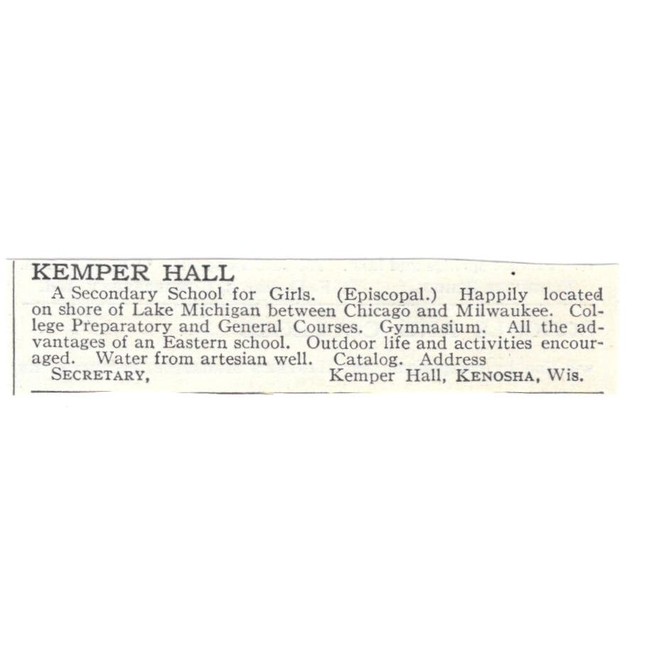 Kemper Hall Girls School Kenosha WI c1918 Original Advertisement AE5-SA4