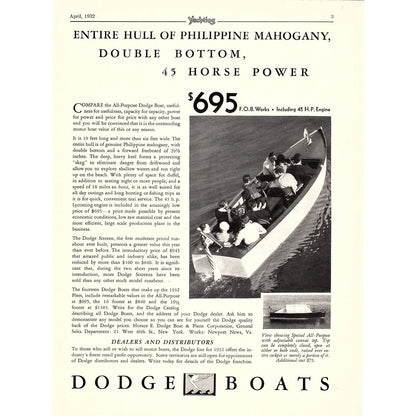 Dodge Boats, Henry J. Gielow Yacht Designer 1932 Ad V1-4
