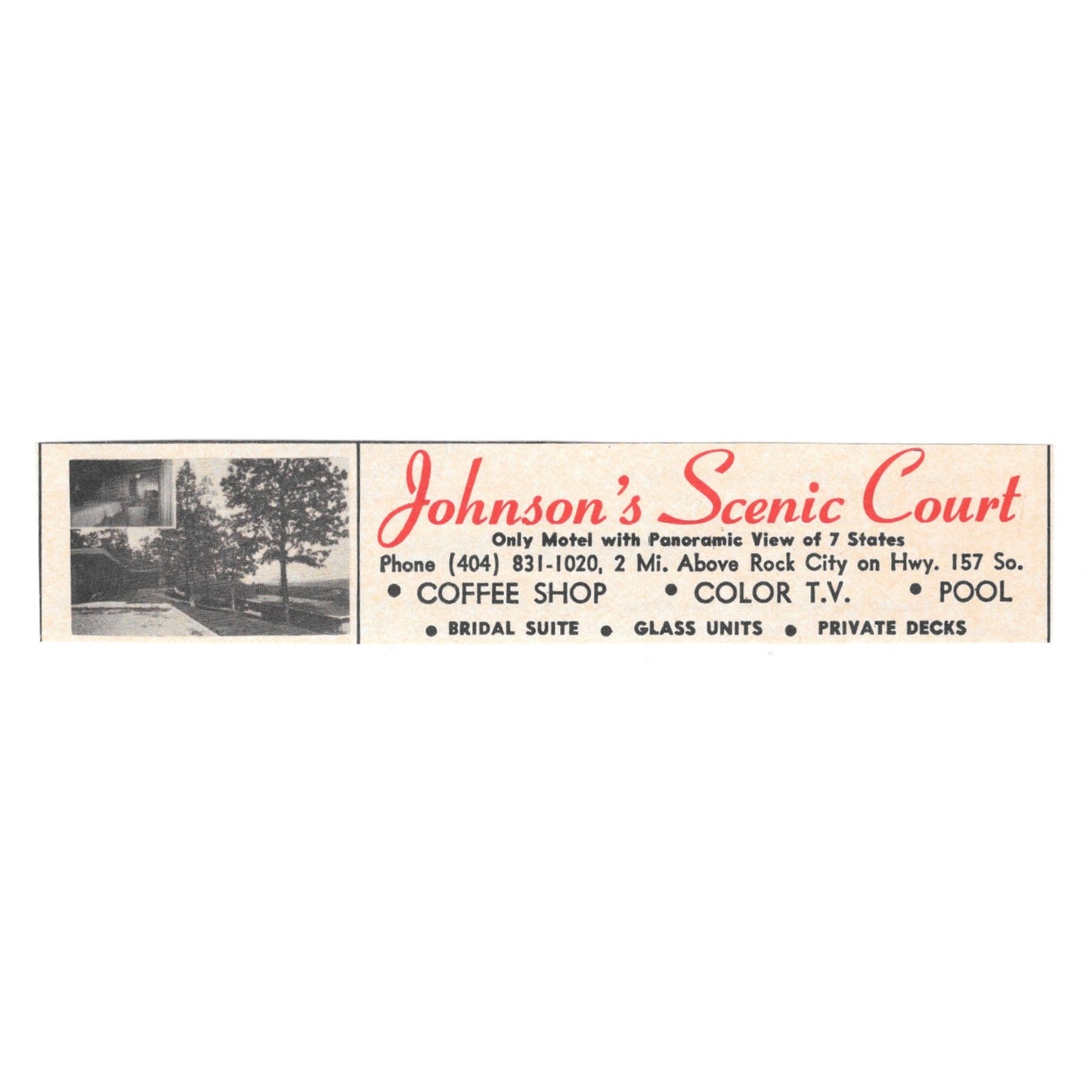 Johnson's Scenic Court Rock City TN 1973 Magazine Ad AD8-B9