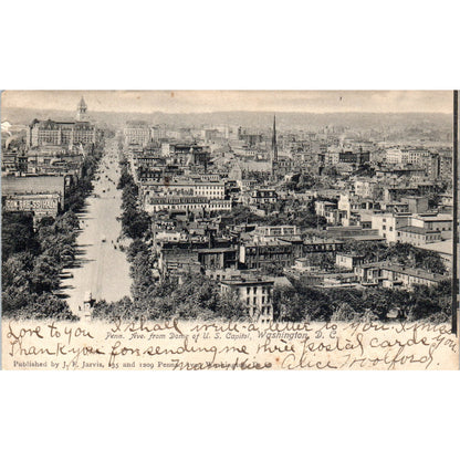 1907 Pennsylvania Ave View From the Dome of the US Capitol Antique Postcard PE2