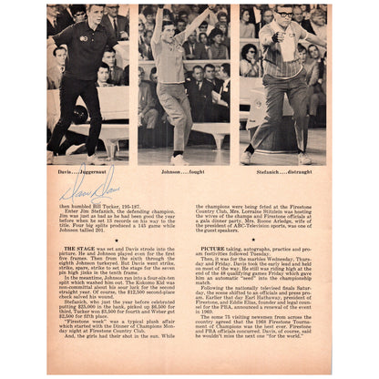 PBA Dave Davis Autograph 1969 Bowling Program Ad D25