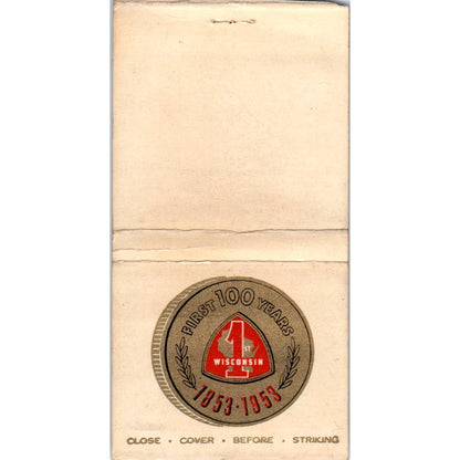 1953 Wisconsin State Centennial Vintage Matchbook Cover SF4-Y6