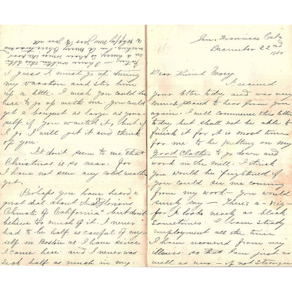 1880 Original Handwritten Letter From San Francisco CA AF4-2