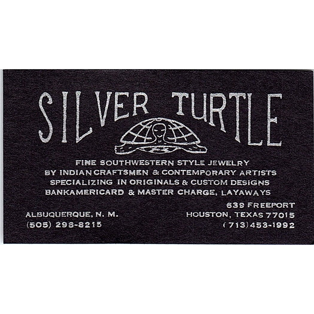 Silver Turtle, Albuquerque, N. M. Houston, Texas Vintage Business Card SF3-B9
