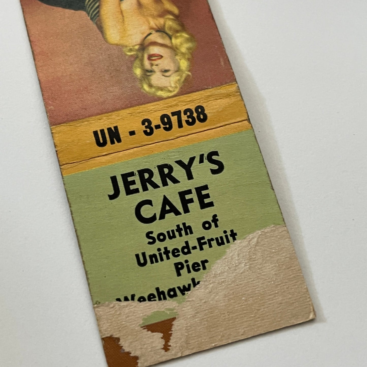 Jerry's Cafe Weehawken NJ Pinup Vintage Matchbook Cover TB6-MB1-14