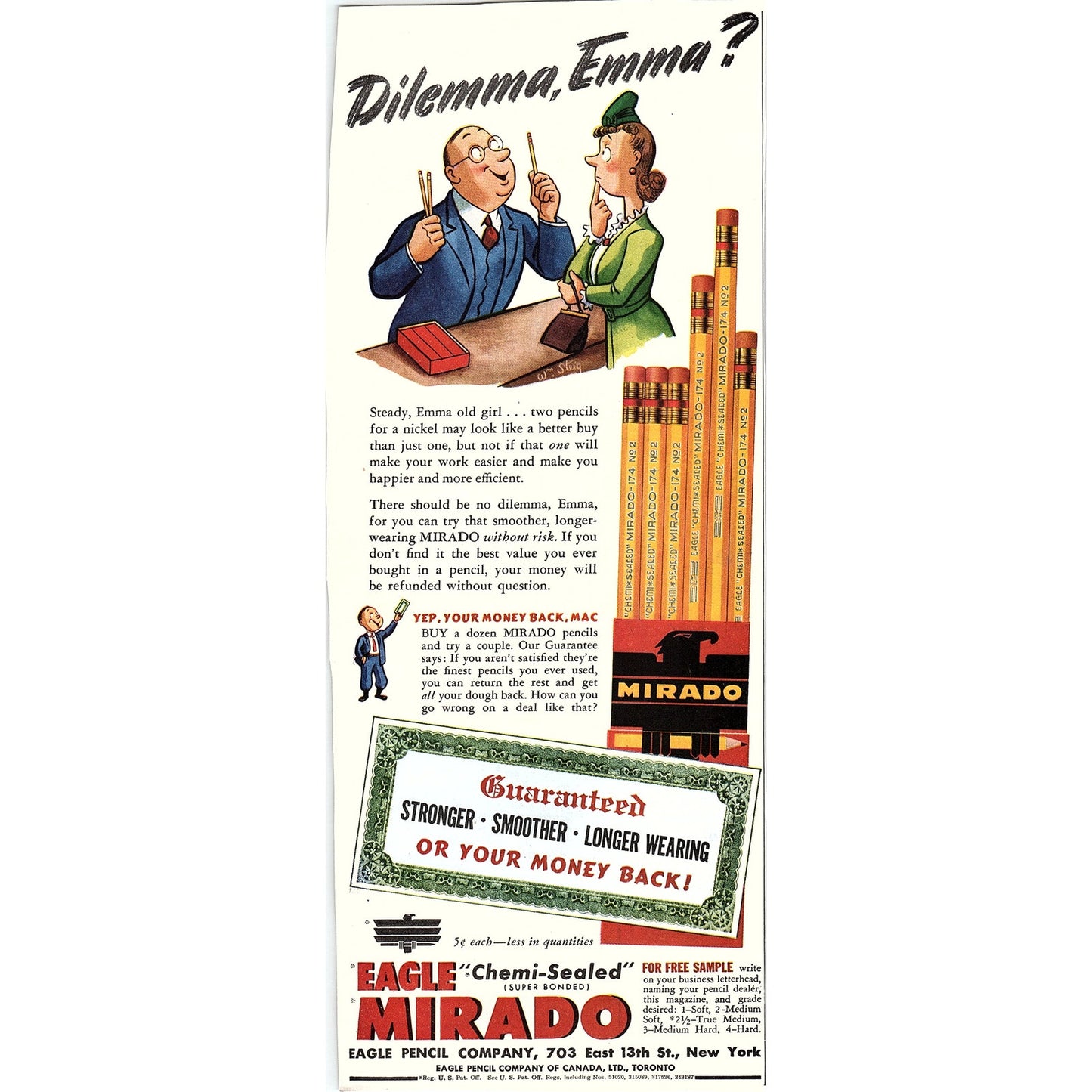 Eagle Pencil Company Eagle Chemi-Sealed 703 E 13th St, NYC 1943 WWII Ad SV1-6