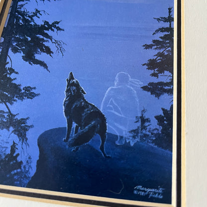 Song Of Wilderness Coyote Wolf Howl 1987 Matted Art Print Marguerite Fields TH2