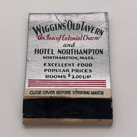 Wiggins Old Tavern Hotel Northampton MA Vintage Matchbook Cover TB8-MB-1