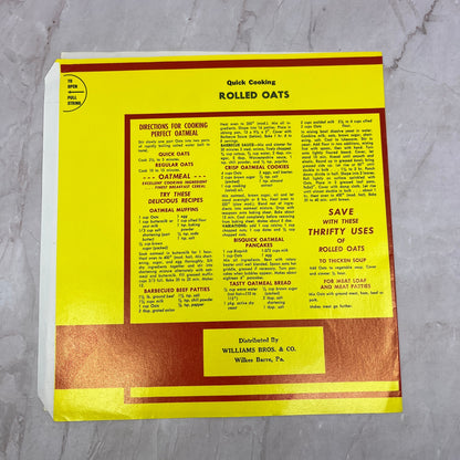 Wilco Quick Cooking Rolled Oats Label Williams Bros. & Co. Wilkes Barre PA A19