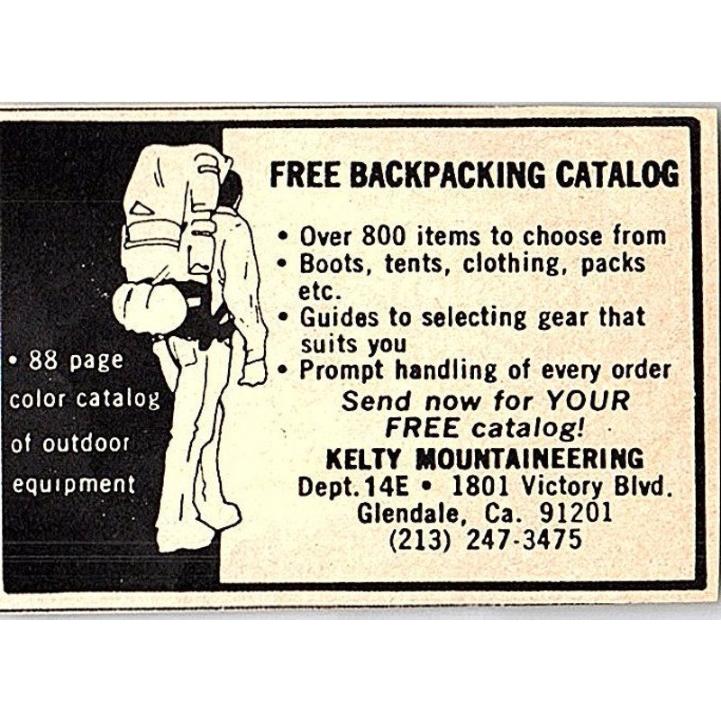 Kelty Mountaineering Glendale CA 1977 Ad AF6-M3