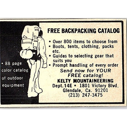 Kelty Mountaineering Glendale CA 1977 Ad AF6-M3