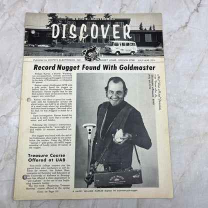1974 Jul/Aug White's Electronics Discover Newsletter Metal Detector Treasure M19