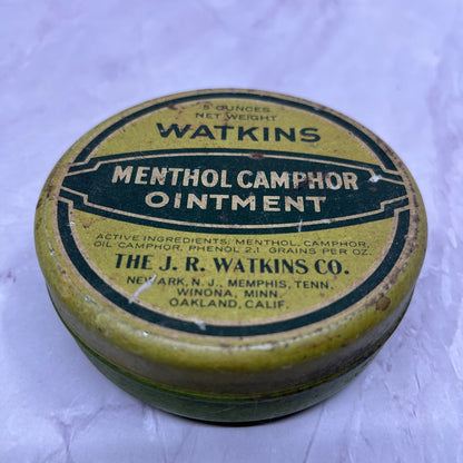 Vintage J.R. Watkins Co Menthol Camphor Tin Winona MN Oakland CA SC1