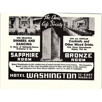 Hotel Washington Indianapolis IN Evansville IN 1941 Ad SAG4-H2