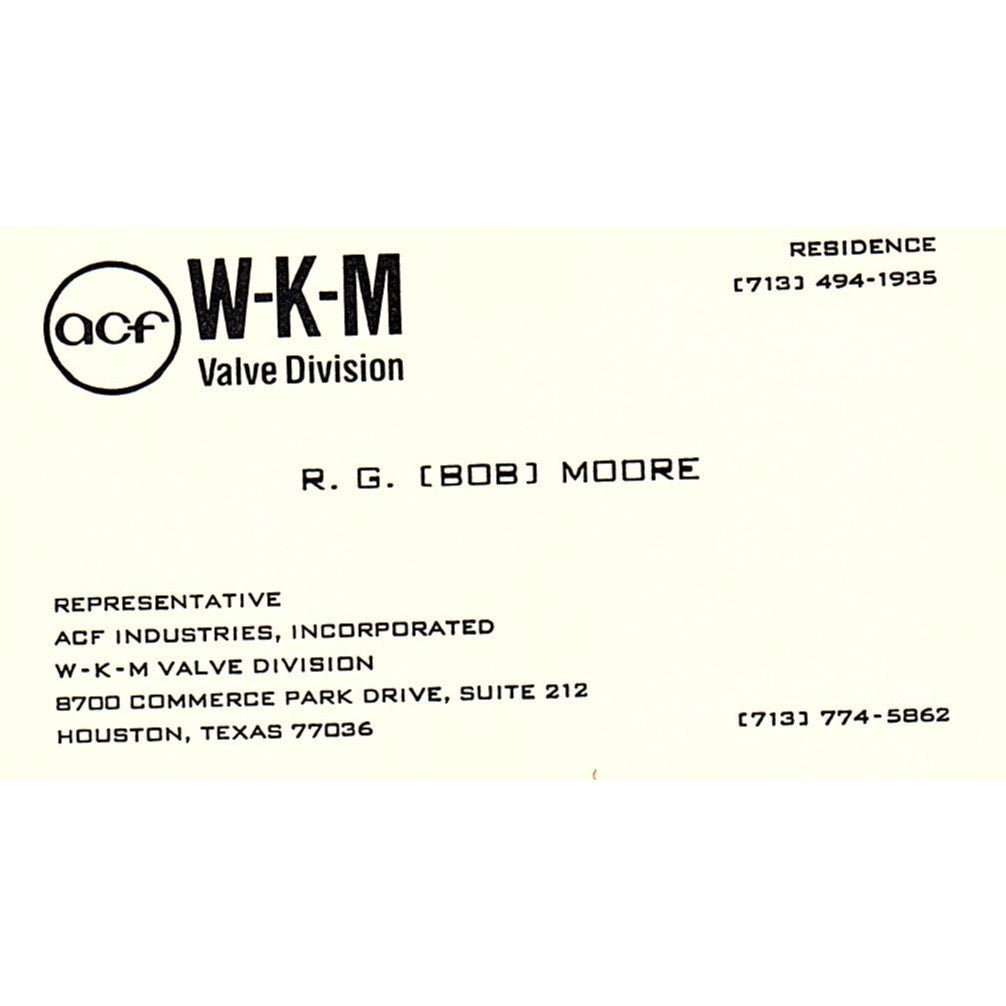John R Nicholas ACF WKM Houston Vintage Business Card SC9-B12