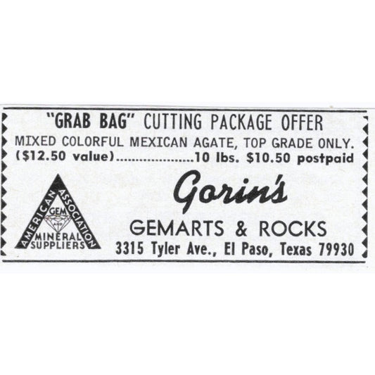 Garin's Gemarts & Rocks El Paso Texas 1964 Magazine Ad AK6-S8