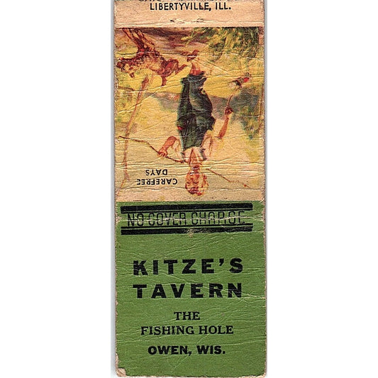 Kitze's Tavern The Fishing Hole Owen WI Vintage Matchbook Cover SF3-Y5
