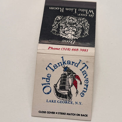 Old Tankard Tavern White Lion Room Lake George Vintage Matchbook Cover TB8-MB-6