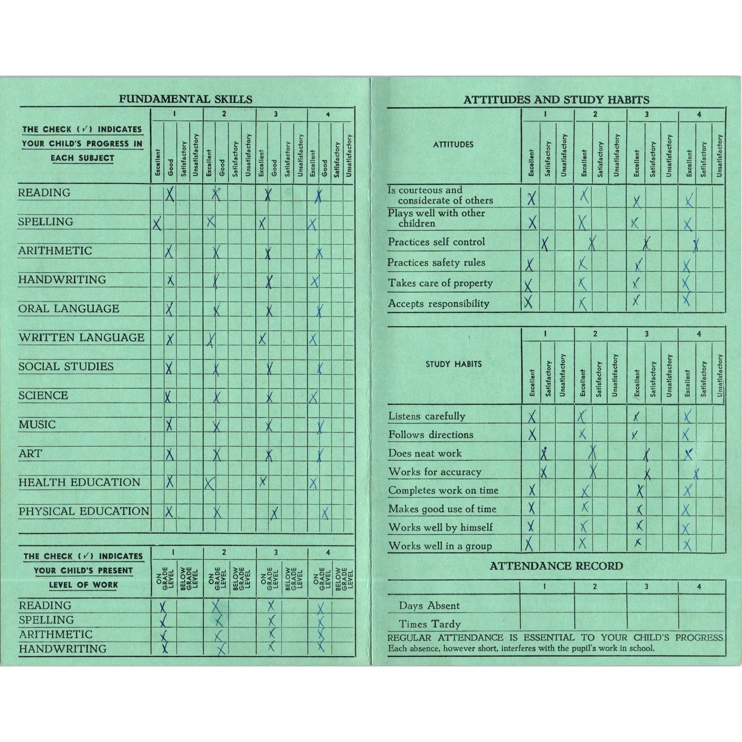 1957-58 Fresno City Schools Fresno CA Report Card Jeffrey Kormos Grade 6 AB9