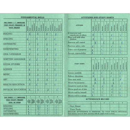 1957-58 Fresno City Schools Fresno CA Report Card Jeffrey Kormos Grade 6 AB9