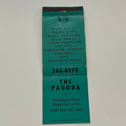 The Pagoda Chinese Food Southgate Plaza Ft Wayne IN Vintage Matchbook TB6-MB2-14
