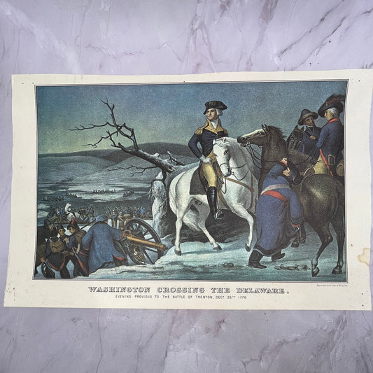 Washington Crossing the Delaware Currier & Ives Vintage 11x16" Art Print V21