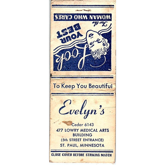 Evelyn's Beauty Parlor St. Paul MN Vintage Matchbook Cover SE5-Y2