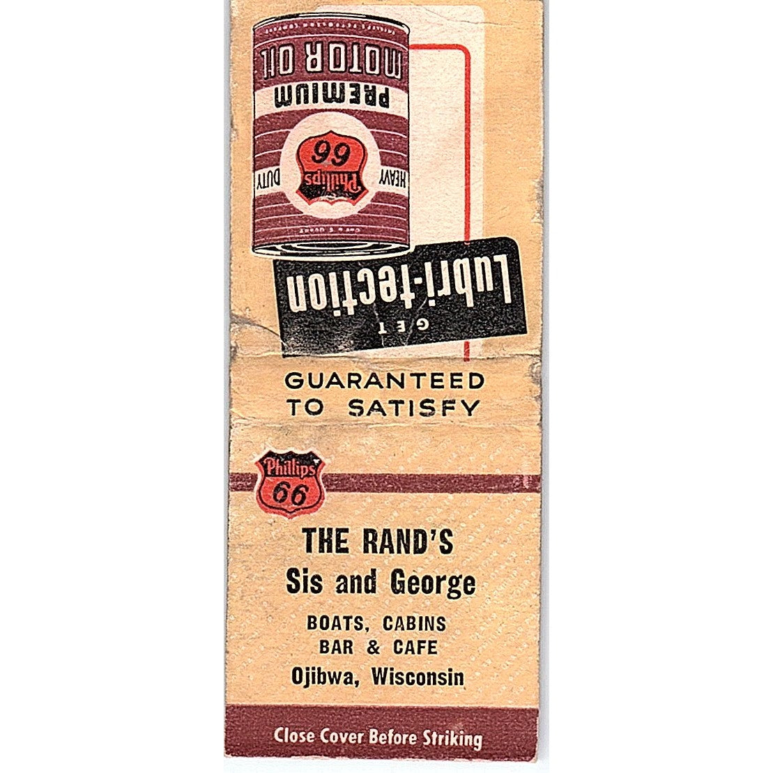 The Rand's Sis and George Bar & Cafe Ojibwa WI Vintage Matchbook Cover SC7-Y9