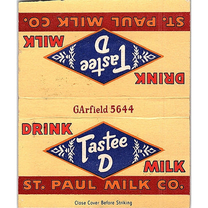 St. Paul Milk Co Tastee D Milk MN Vintage Large Matchbook Cover TH2-Y2