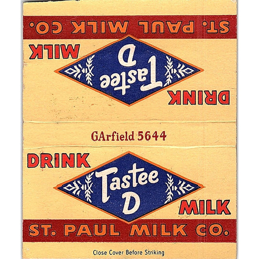 St. Paul Milk Co Tastee D Milk MN Vintage Large Matchbook Cover TH2-Y2