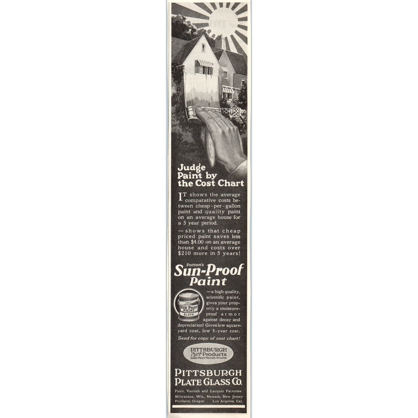 Pittsburgh Plate Glass Co Patton's Sun-Proof Paint 1928 Advertisement FL6-8