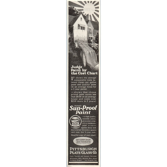 Pittsburgh Plate Glass Co Patton's Sun-Proof Paint 1928 Advertisement FL6-8