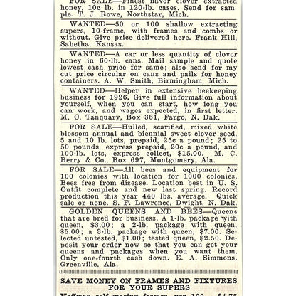 A.H. Rusch & Son Co Bee Supplies Reedsville WI 1926 Ad AG3-M8