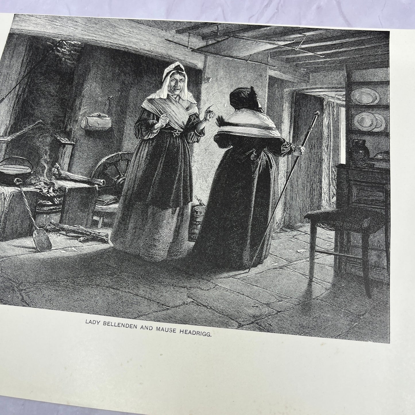 Lady Bellenden and Mause Headrigg Antique 8.5x11.5" Engraving Art Print V20