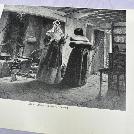 Lady Bellenden and Mause Headrigg Antique 8.5x11.5" Engraving Art Print V20