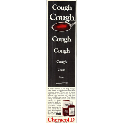 Cheracol D Cough Syrup Upjohn Kalamazoo MI 1972 Ad AF3-16