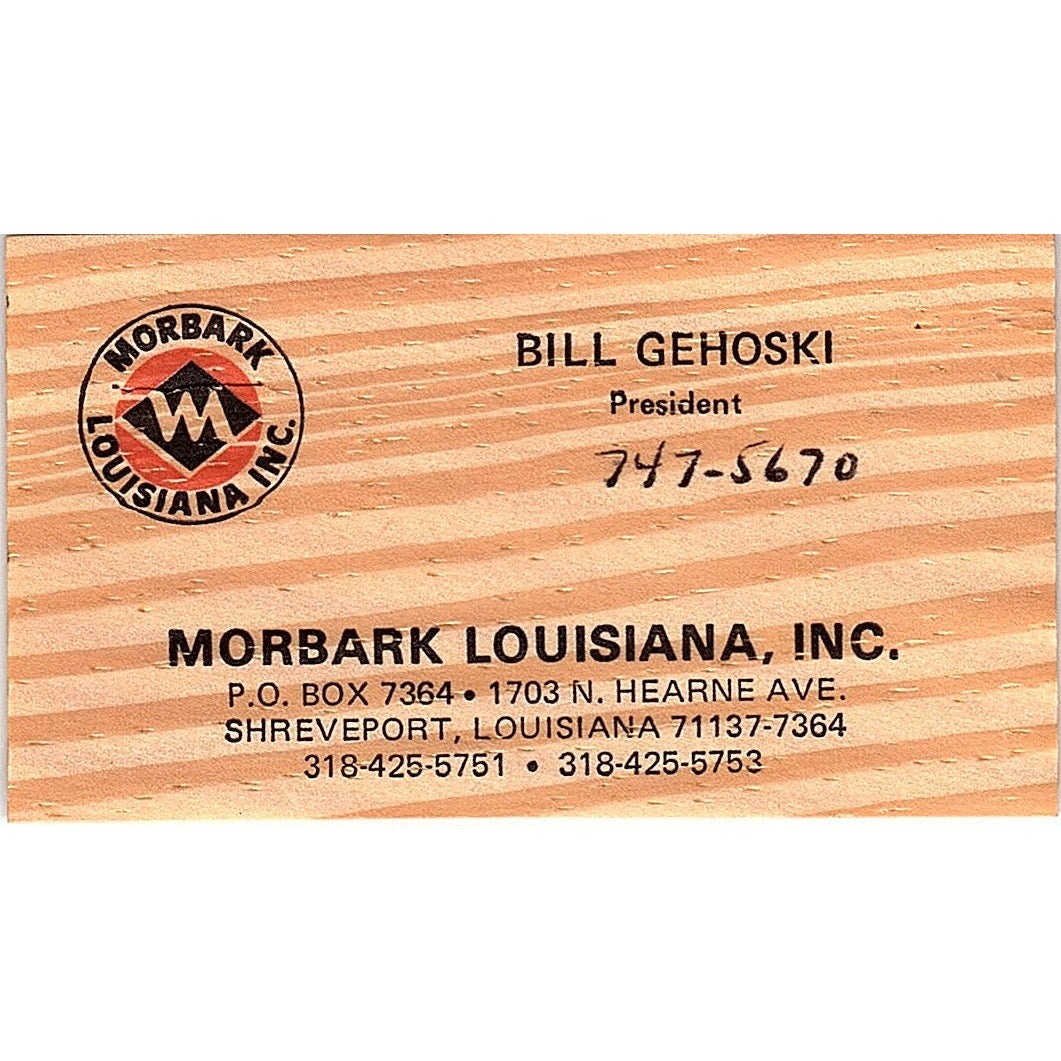 Bill Gehoski Mobark Louisiana Inc Shreveport Vintage Business Card SD9-B4