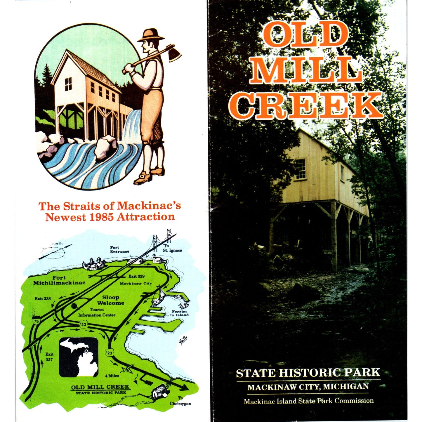 Vintage Old Mill Creek State Park Mackinaw City Michigan Travel Brochure H5-5
