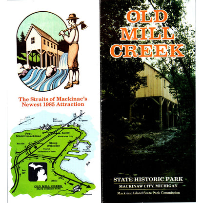 Vintage Old Mill Creek State Park Mackinaw City Michigan Travel Brochure H5-5