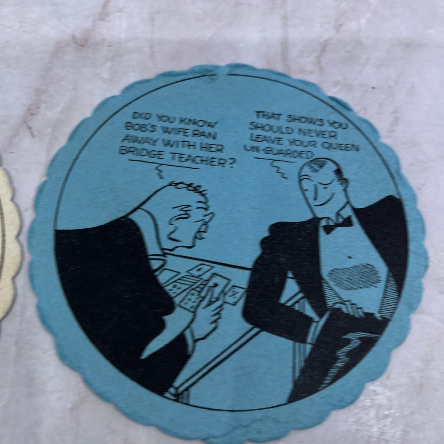 Vintage Bridge Coaster Illustrated Humor Cartoon Set of 2 TH9-BC-3