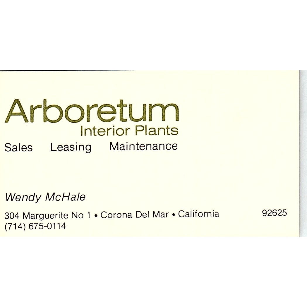 Arboretum Interior Plants Wendy McHale Newport Beach CA Business Card SSB4-B13