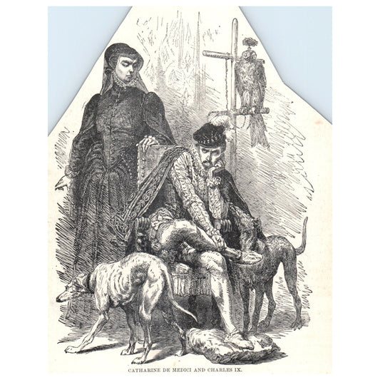 Catherine De Medici and Charles IX After a Painting 1911 Engraving Print AF5-7