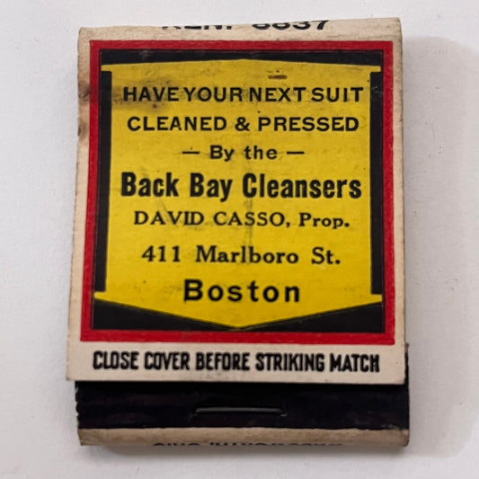 Back Bay Cleansers David Casso Boston MA Vintage Matchbook Cover TB8-MB-9