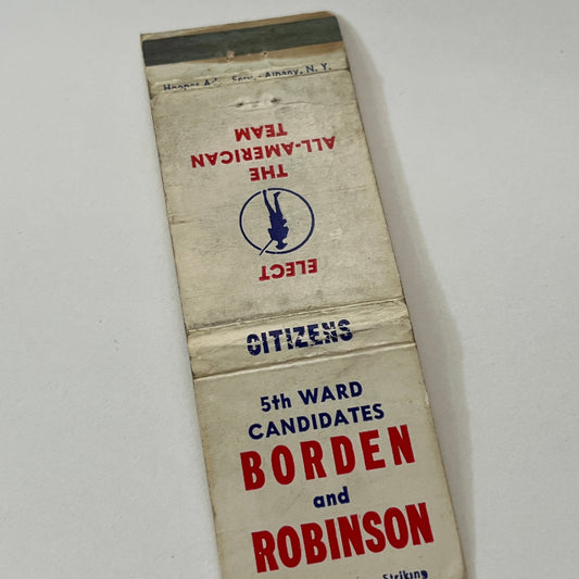 Vote For 5th Ward Candidates Borden & Robinson Vintage Matchbook Cover TB6-MB1-14