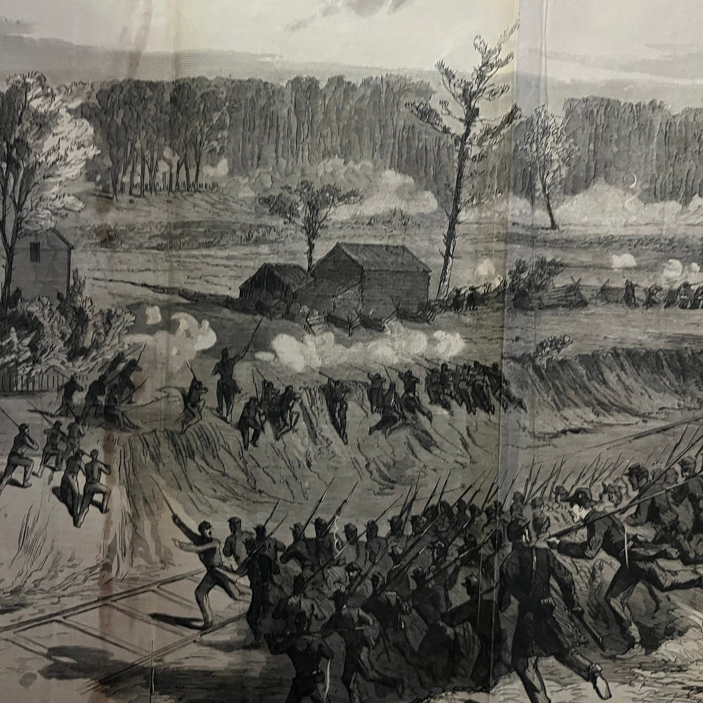 Charge of Irish Brigade Battle of Fair Oaks 1863 Civil War Engraving C40