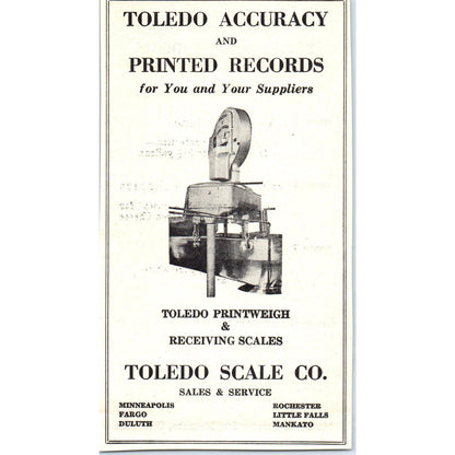 Toledo Scale Co, Marathon Corporation Menasha WI 1953 Ad AE9-DC2
