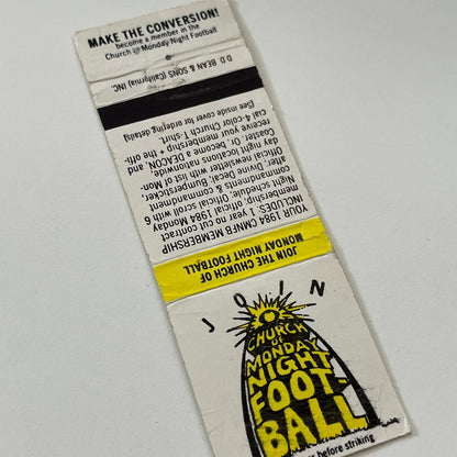 1984 Church of Monday Night Football Vintage Matchbook Cover TB6-MB1-14